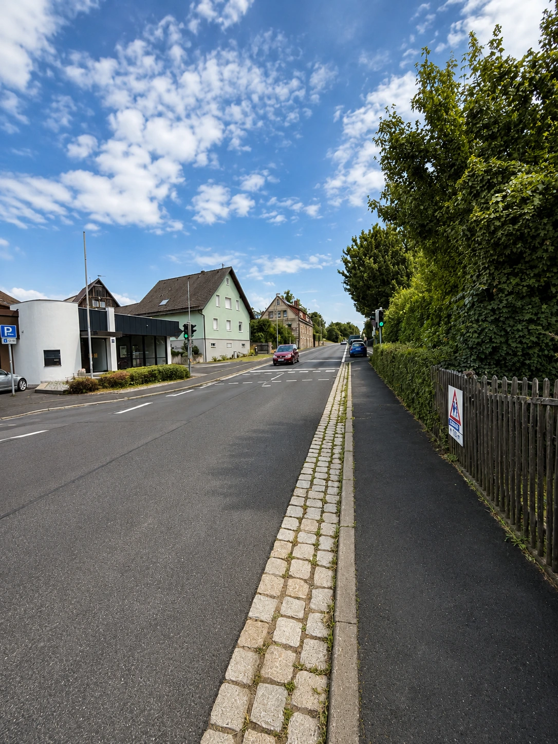 Straßenlage der Immobilie in Richtung Ortsmitte