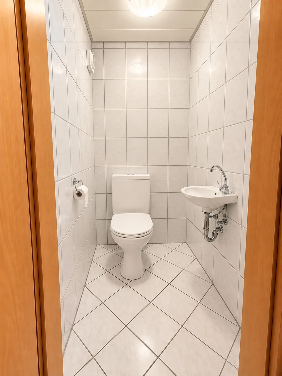 Separates Gäste-WC mit kleinem Handwaschbecken